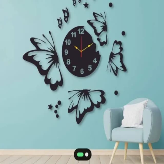MDF butterfly wall clock